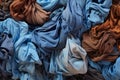 Apparel white fabric cotton dirty cloth background blue laundry clean pile textile heap stack