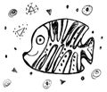 White background with black decorative fish Royalty Free Stock Photo