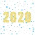 white background with blue snowflakes. Happy New Year text with shadow. 2020 new year, christmas. eps 10 Royalty Free Stock Photo