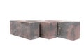 white background. brick made of concrete. multi-colored block for laying a post on the fence. close-up