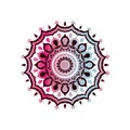 White background with brightness red wine and light blue brilliant flower mandala vintage decorative ornament