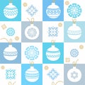 White background, Christmas decorations, snowflakes, blue, seamless pattern. Royalty Free Stock Photo