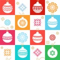 White background, Christmas decorations, snowflakes, red, blue, seamless pattern. Royalty Free Stock Photo