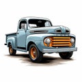 White Background Classic Truck Timeless Style