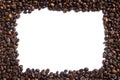 White background with coffee beans on four side
