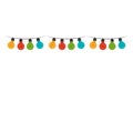 White background with colorful festoons bulb lights