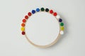 White background with a creative array of art supplies displayed