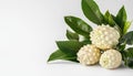 White Background With Custard Apple Fruit And Leaves Placed On Top Royalty Free Stock Photo