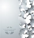 White background with cutout butterflies, vertical composition Royalty Free Stock Photo