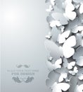 White background with cutout butterflies, vertical composition