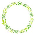 White background with decorative circle frame of green leaves and dots Royalty Free Stock Photo