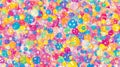 The white background is embellished with vibrant circles of various sizes, creating a colorful polka dot pattern Royalty Free Stock Photo