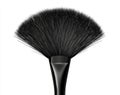 On a white background, a fan brush. Makeup brushes in a professional setting Royalty Free Stock Photo