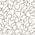 Abstract white background with a seamless pattern of black wavy lines and scattered dots Royalty Free Stock Photo