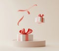 A white background featuring a 3D illustration of an open gift box. Royalty Free Stock Photo