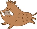 Cute running wild boar vector illustration.Emotions wink.