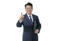 White background and gestures of an Asian middle-aged businessman