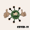 Color illustration of green virus on a white background. Royalty Free Stock Photo