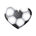 white background of heart with texture of soccer ball