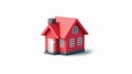 On a white background, an illustration of a cool detailed red house icon is shown. Royalty Free Stock Photo