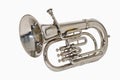 Silver Tuba White Background Royalty Free Stock Photo