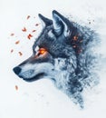 White background with an isolated wolf head, close up of the wolf Royalty Free Stock Photo