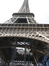 Paris Architecture view from the ground looking up at the Eiffel Tower in Paris