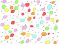 A cheerful, colorful background of playful little and large yellow, red, blue, green, pink and orange stains cartoon on the white Royalty Free Stock Photo