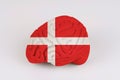 On a white background, a model of the brain with a picture of a flag - Denmark