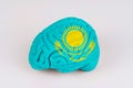 On a white background, a model of the brain with a picture of a flag - Kazakhstan Royalty Free Stock Photo