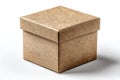 Mockup of a cardboard box with a lid on a white background Royalty Free Stock Photo