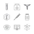 White background with monochrome set of medical research icons Royalty Free Stock Photo