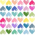 White background with multicolored hearts