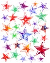 White background with multicolored stars painted on it Royalty Free Stock Photo