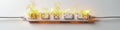 White background with an overloaded power strip that is on fire, flames, burning hazard Royalty Free Stock Photo