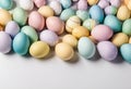white background with pastellic easter eggs. Royalty Free Stock Photo