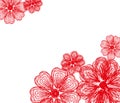 White background with red painted flowers. Vector illustration Royalty Free Stock Photo