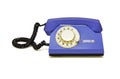 On white background retro telephone with a round dialer