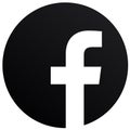White background rounded black & white facebook logo