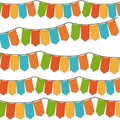 White background with set of colorful festoons in shape of rectangles