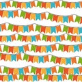 White background with set of colorful festoons in shape of square with peaks