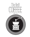 White background of text the best coffee since 1970 and logo design of circular shape decorative frame with silhouette