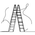 On a white background, there is an image depicting two ladders resting against each other.