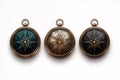 white background, three compasses isolated Royalty Free Stock Photo