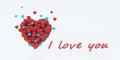 White background for Valentine`s day with the heart, 3d rendering