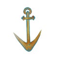 Watercolor color clip art from a sea anchor . Royalty Free Stock Photo