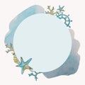 Watercolor colored wreath of marine life . Royalty Free Stock Photo