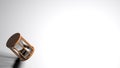 White background whit a hourglass on the bottom left corner - 3D rendering illustration Royalty Free Stock Photo
