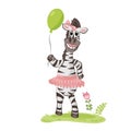 Color composition of a zebra girl and a balloon.