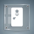 White Backstage icon isolated on grey background. Door with a star sign. Dressing up for celebrities. Square glass Royalty Free Stock Photo
